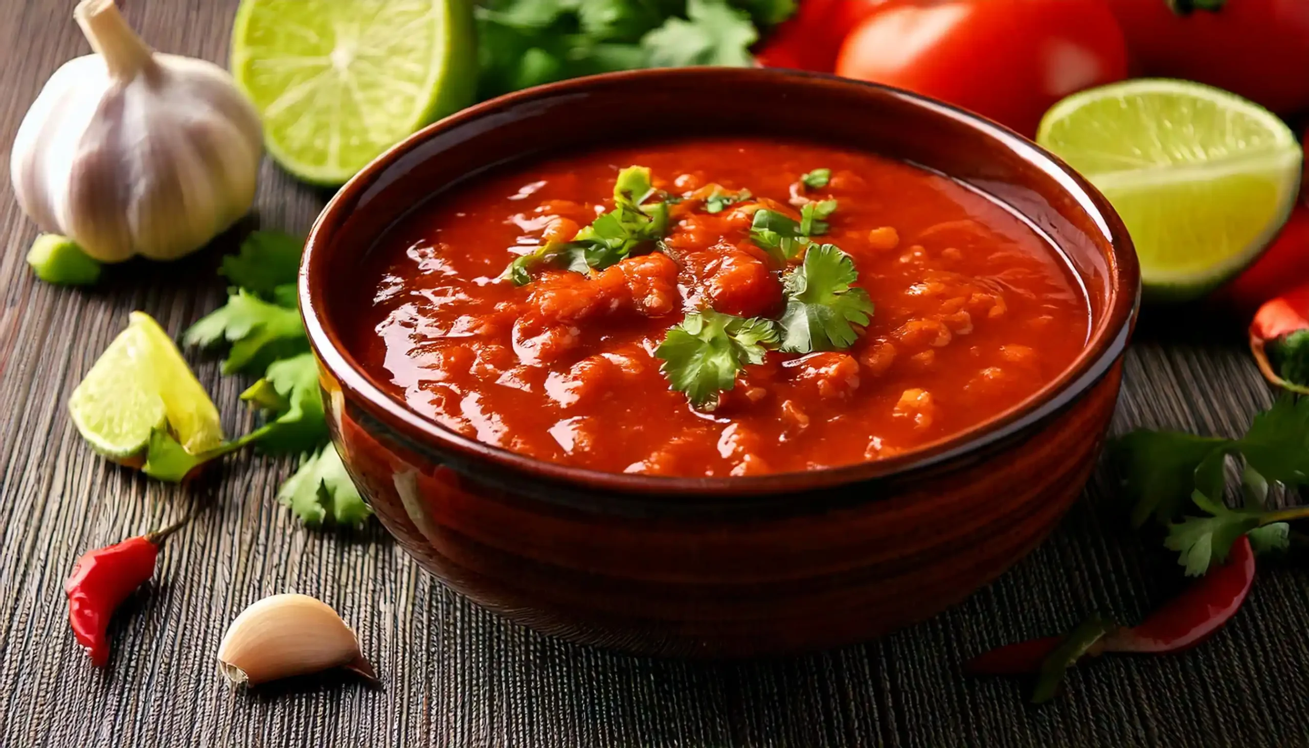 Homemade fajita sauce in a bowl with fresh ingredients like lime, garlic, and spices.