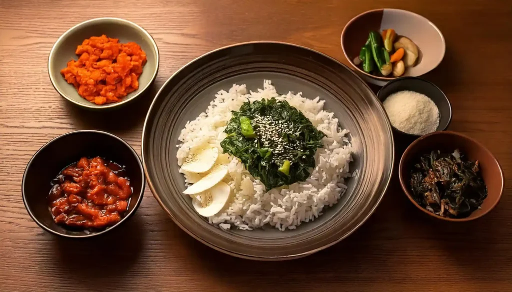 Traditional Korean breakfast setting