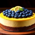 Lemon blueberry cheesecake close-up