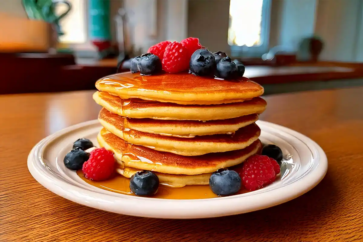 Stack of pancakes for breakfast